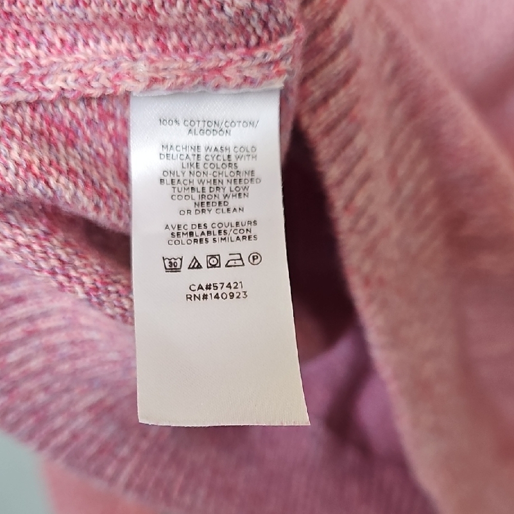 Loft Pink Heathered Pointelle Cotton Sweater Top Small - Picture 6 of 7